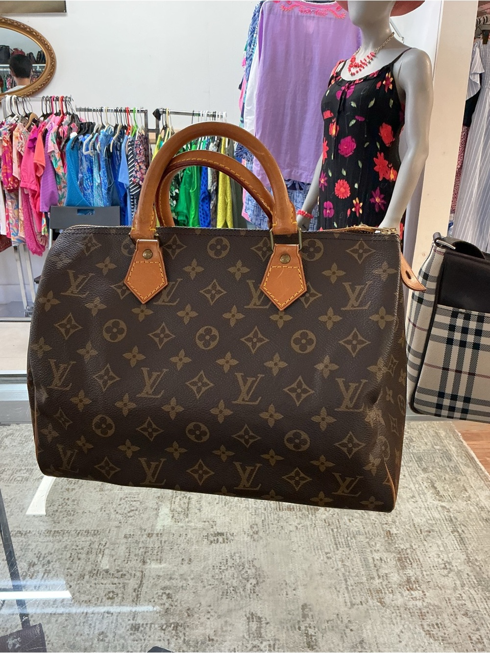Louis Vuitton Brown Monogram Satchel with Tan Trim